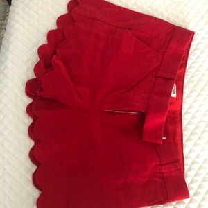 Jcrew red scalloped shorts